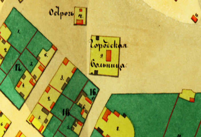 Фрагмент мапи м. Верхньодніпровська, 1849 рік