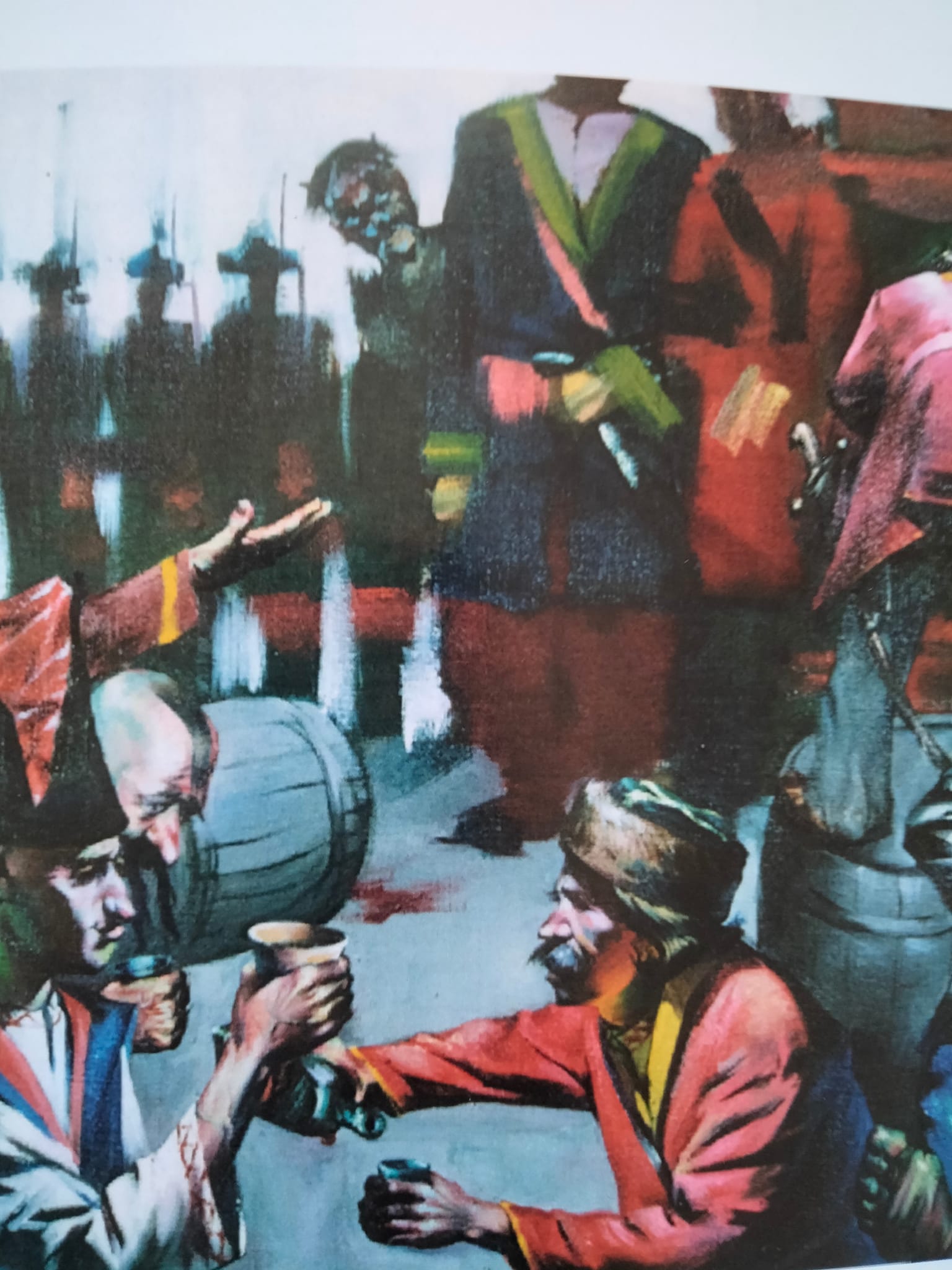 З картини Стасія Гречаного «А правда наша п'яна спить»,1997р. / https://www.facebook.com/photo?fbid=6000486433351147&set=pcb.6000487436684380&locale