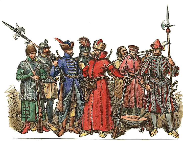 Польська піхота // https://uk.wikipedia.org/wiki/Польське_військо_у_1648-1699_роках#/media/File:Polish_Infantry_1548-1572.PNG