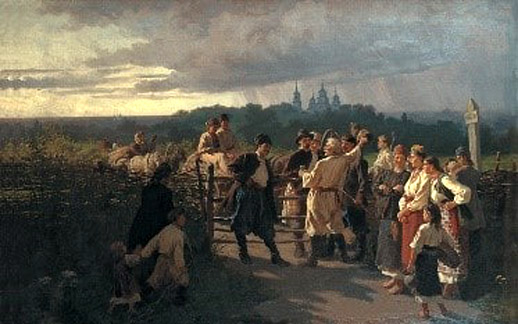  Іван Соколов. Весільний викуп. Фото: http://namu.kiev.ua/ua/about/collections/painting1/4.html