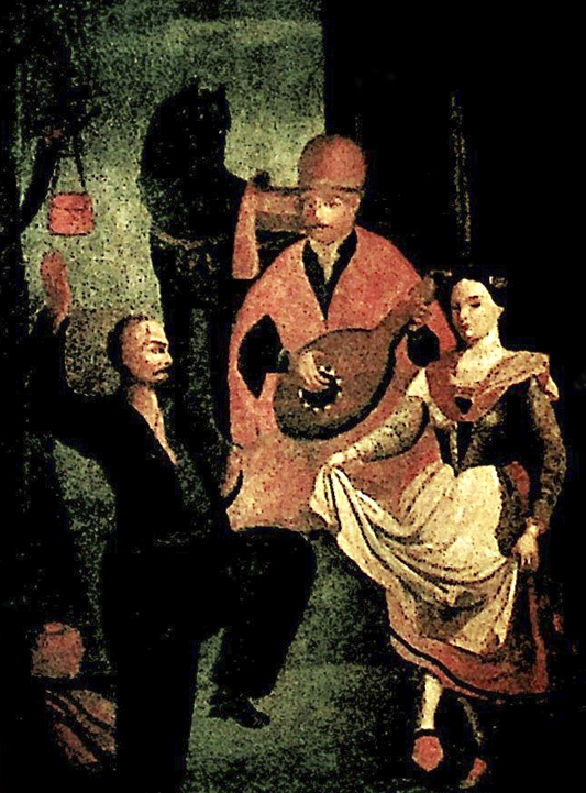 Українська народна картина «Гопак». Кінець XVIII – початок XIX ст. Картина з колекції Дніпропетровського художнього музею.