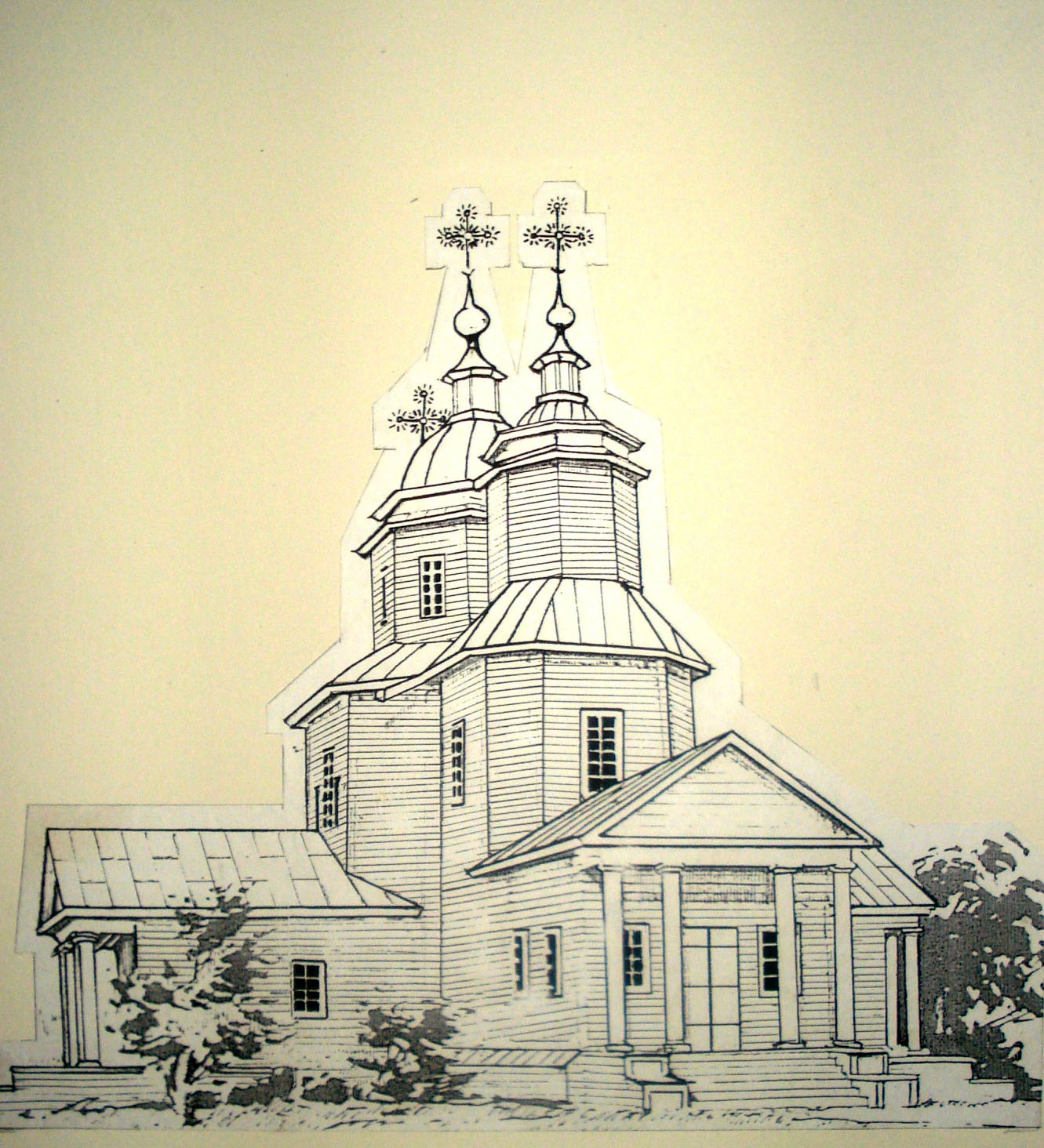 малюнок церкви Св. Миколая в с. Бабайківка. ХVІІІ ст