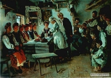  В. Маковський «Дівич-вечір», 1882. Фото з фонду ДОУНБ.