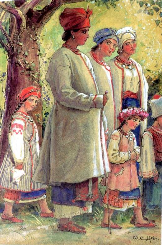О.Г. Сластьон. Жінки з дітьми. 1876. Фото з книги «Україна – козацька держава».