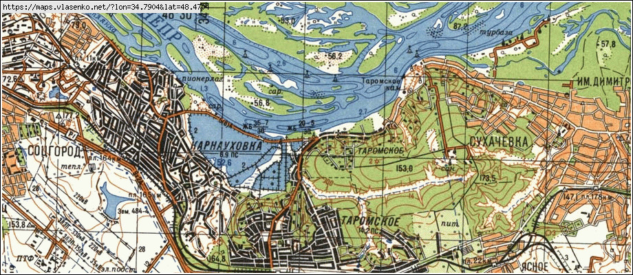 Таромське на сучасній мапі // https://maps.vlasenko.net/ua/dnipropetrovska/m_dnipropetrovsk/taromske/