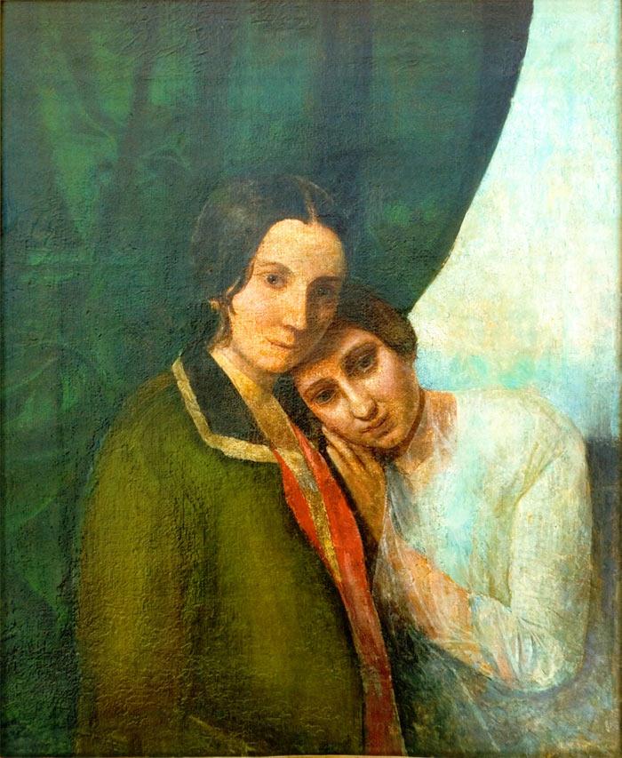 Дві Олени, О.А. Ган і О.П. Ган (Блаватська). Невідомий художник,  1844–1845 рр.
