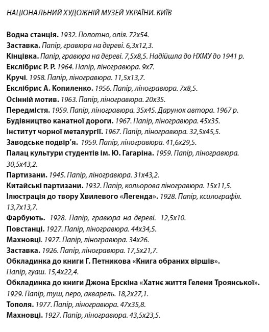 Фото 3 з переліком музейних колекцій. Фото: https://issuu.com/kovyka/docs/kotlyarevska